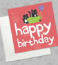 Funny Black Cat Birthday Card, Playful Cats with Balloon, Red Card for Cat Lover - Image 1