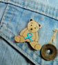 Prostate Cancer Awareness Ribbon Bear Pin, Handmade Cancer Support Gift - Image 3