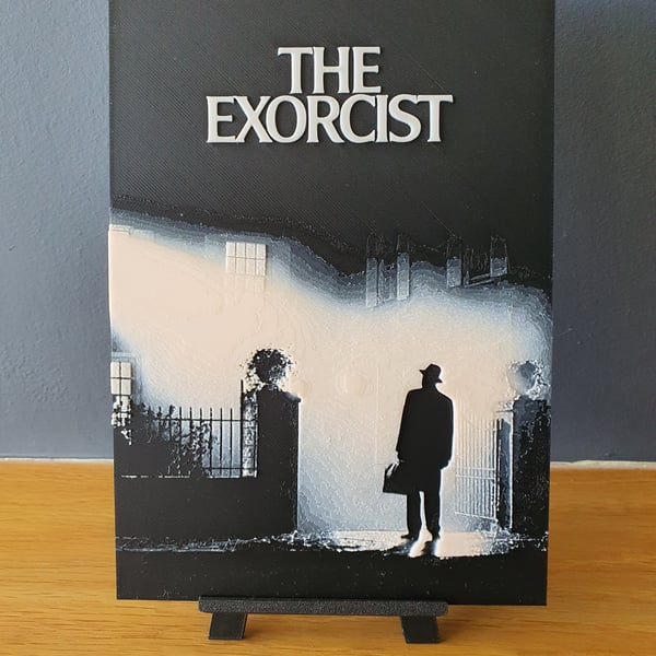 The Exorcist Hueforge Portrait 3D Printed Artwork Print "FREE EASEL STAND!"