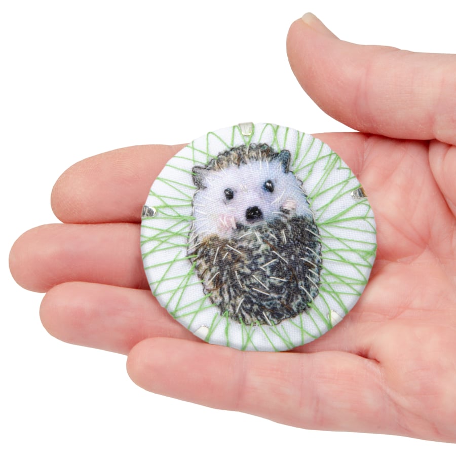 Hedgehog fabric brooch