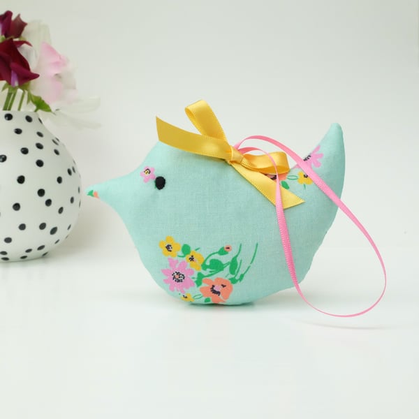 Mint Green Flower Bunch Little Lavender Bird Sachet