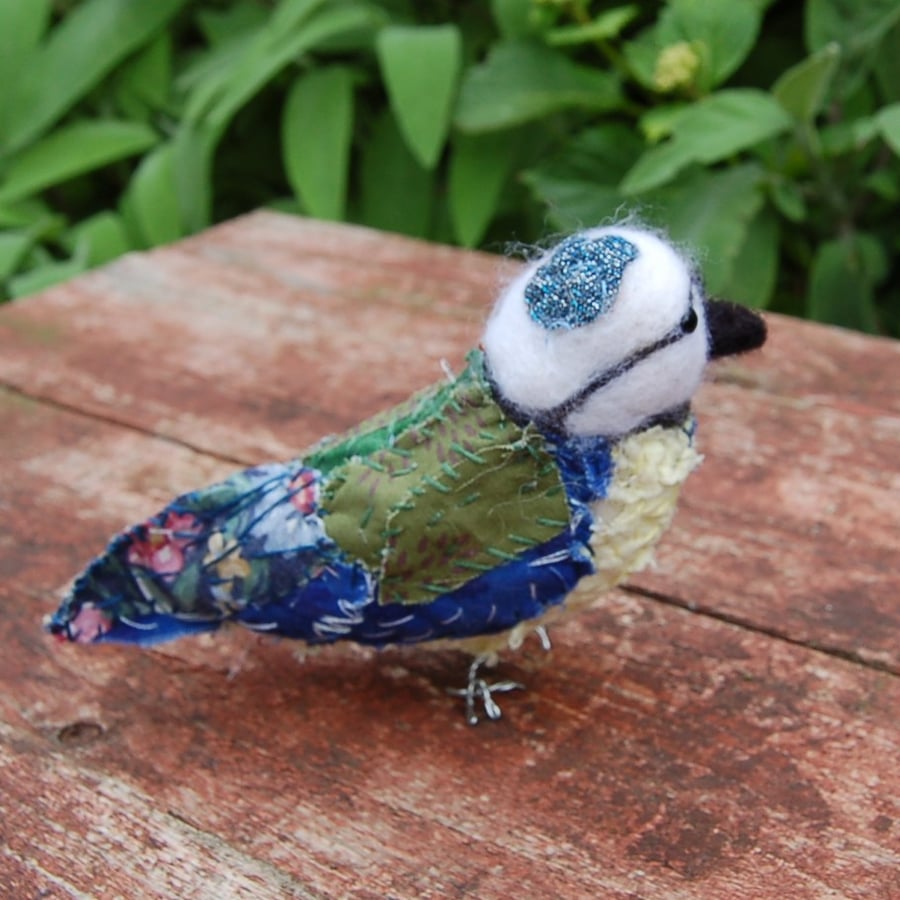 Textile art Fabric Bluetit