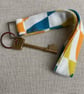 SECONDS SALE - Linen fabric Key ring - Key loop. Blue, yellow, orange