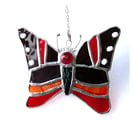 Red Admiral Butterfly Suncatcher Stained Glass Handmade 