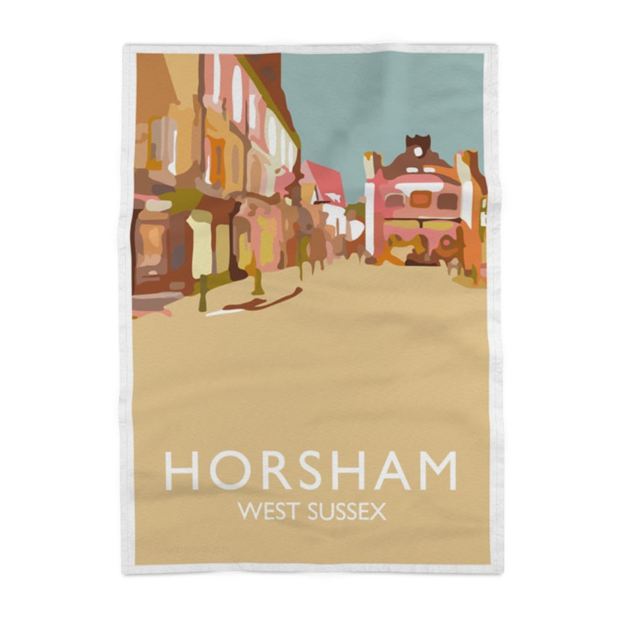 Tea Towel Horsham West Sussex abstract ART fabric  (1)