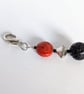 Beaded Charm For Planner Or Journal: Burnt Orange and Black, Tibetan Silver - Image 3