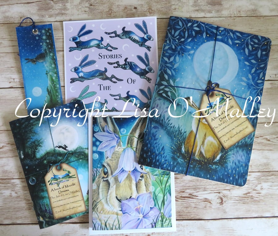 Art Gift Bundle, Medium Notebooks, Greetings Cards, Hare,