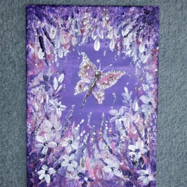 fantasy glitter butterfly acrylic art painting ( ref F372.M6 )