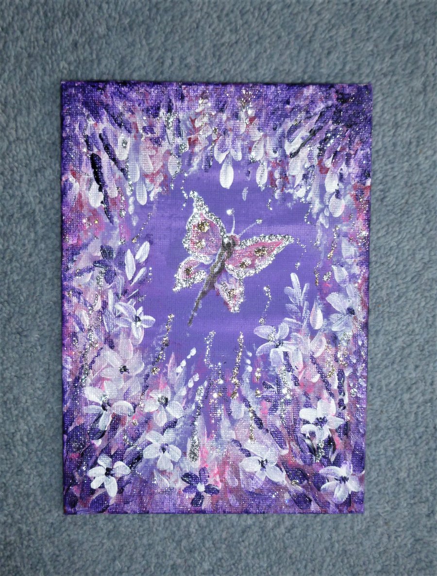 fantasy glitter butterfly acrylic art painting ( ref F372.M6 )