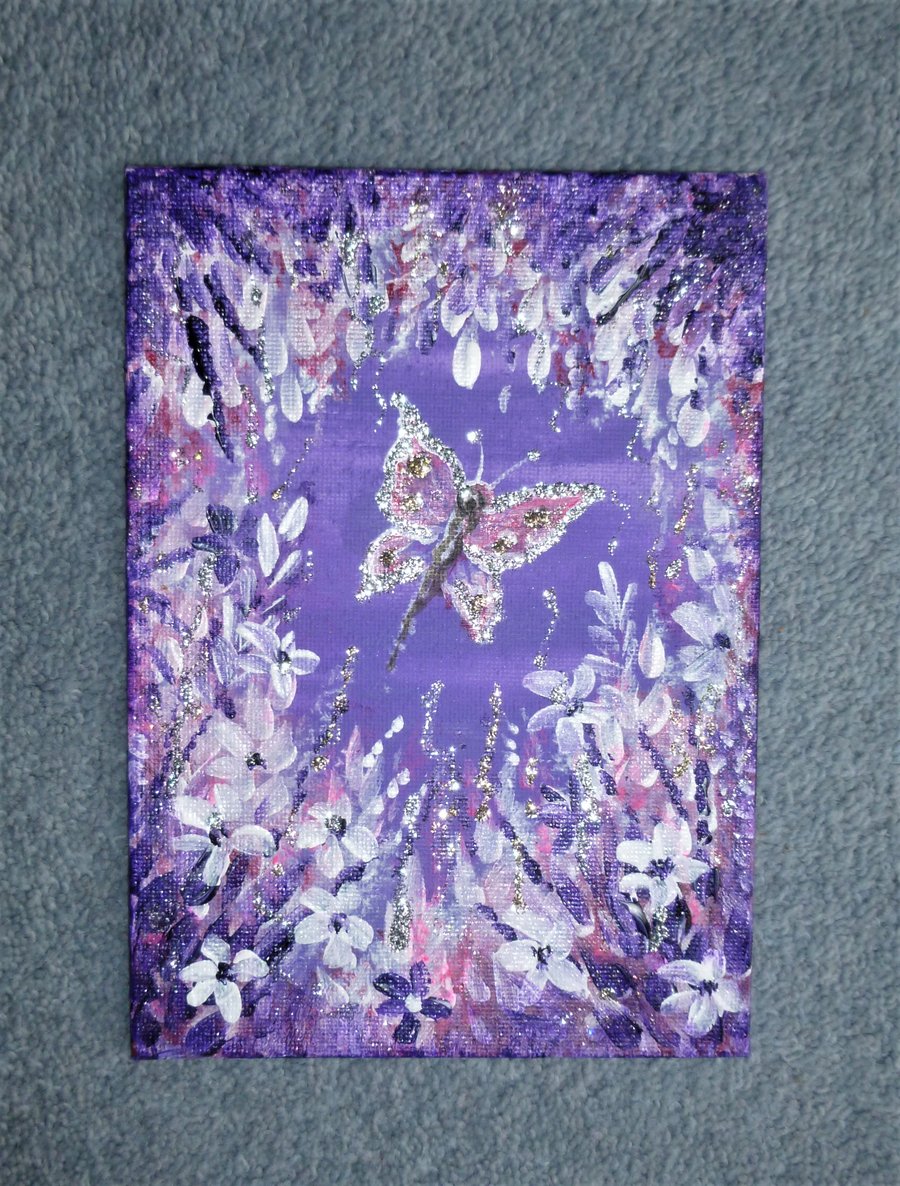 fantasy glitter butterfly acrylic art painting ref F372.M6