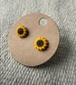 Polymer clay small sunflower stud earrings - Image 3