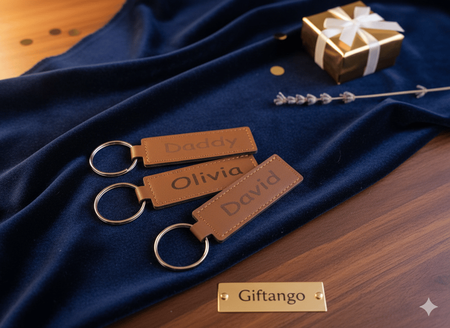 Faux Leather Keyring - Personalised - Engraved