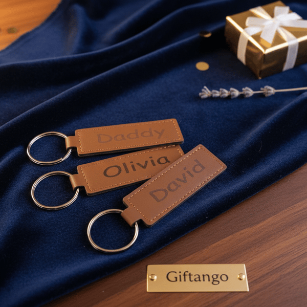 Faux Leather Keyring - Personalised - Engraved