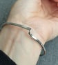 Twisted silver bangle, Wave bracelet, Oval ladies bangle - Image 2