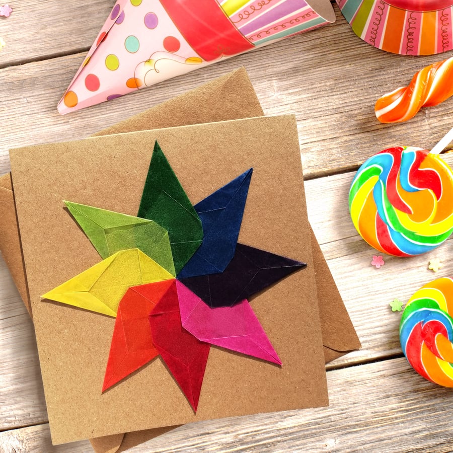 Handmade Window Star Card - Cosmic Candy