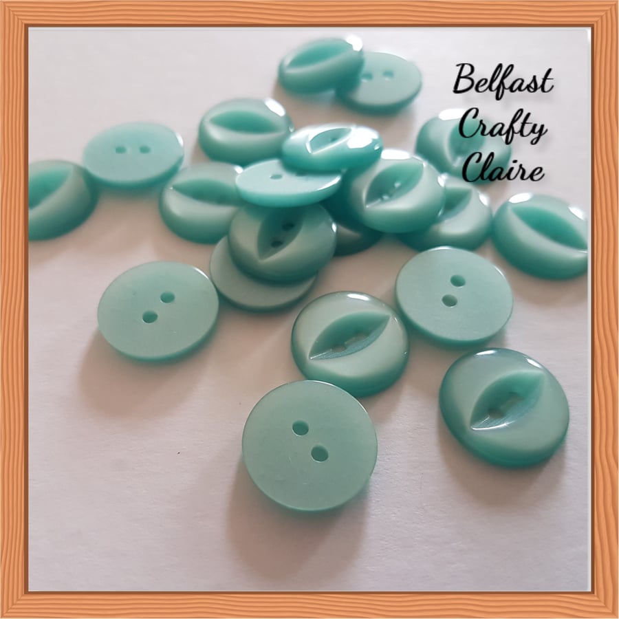 Fish Eye Style - Resin Buttons - LIGHT TURQUOISE - 4 Sizes Available