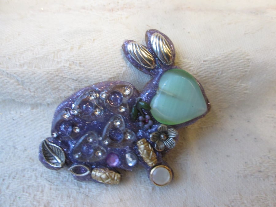 Mosaic Rabbit Brooch