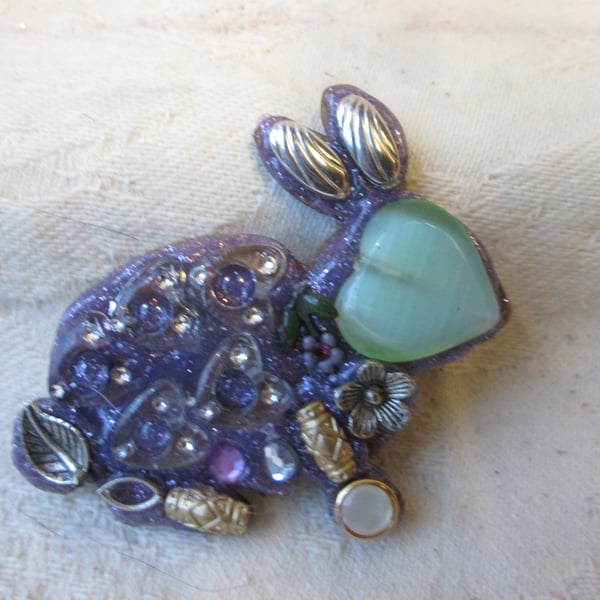 Mosaic Rabbit Brooch