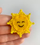 Sun brooch smiling embroidery with micro crochet sun rays - Image 3