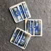 Porcelain buttons, square, set of 3, blue, green rust - size 3cm square