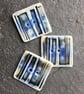 Porcelain buttons, square, set of 3, blue, green rust - size 3cm square - Image 1