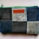Recycled, upcycled denim clutch bag 