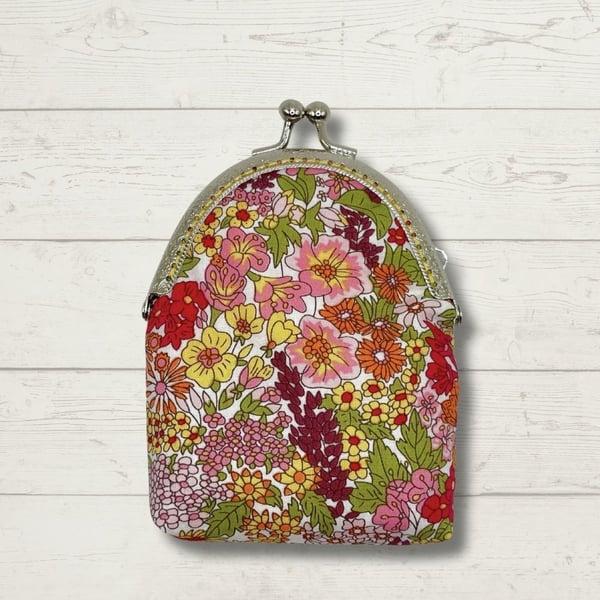 Floral Fabric Coin Purse, Clip Frame Purse, Christmas present