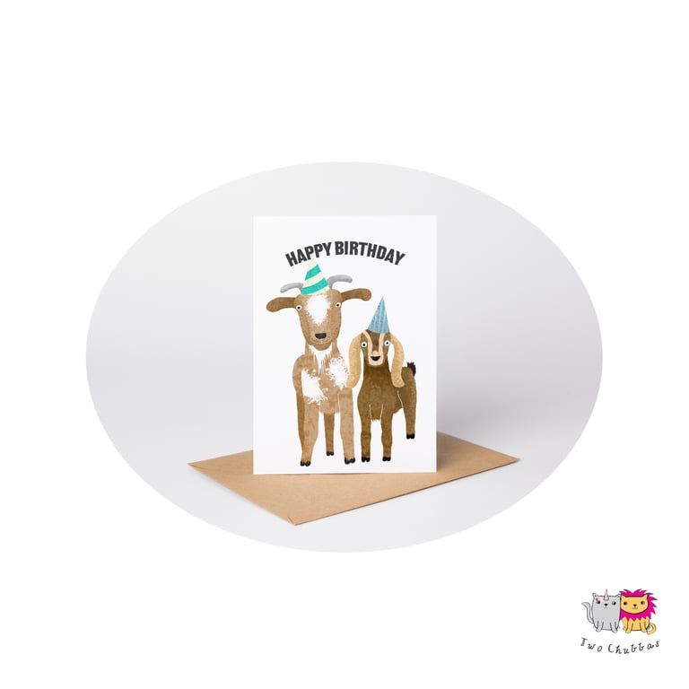Goat Birthday Card, A6 Birthday Card, Cute Animal Birthday Card