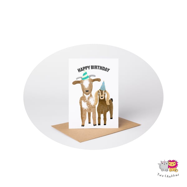 Goat Birthday Card, A6 Birthday Card, Cute Animal Birthday Card