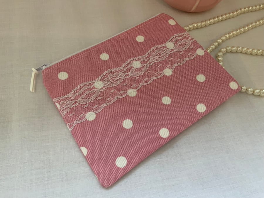 Zipped Purses, Pouch, Small Cosmetic Bag, Accessory Purse, Spotty