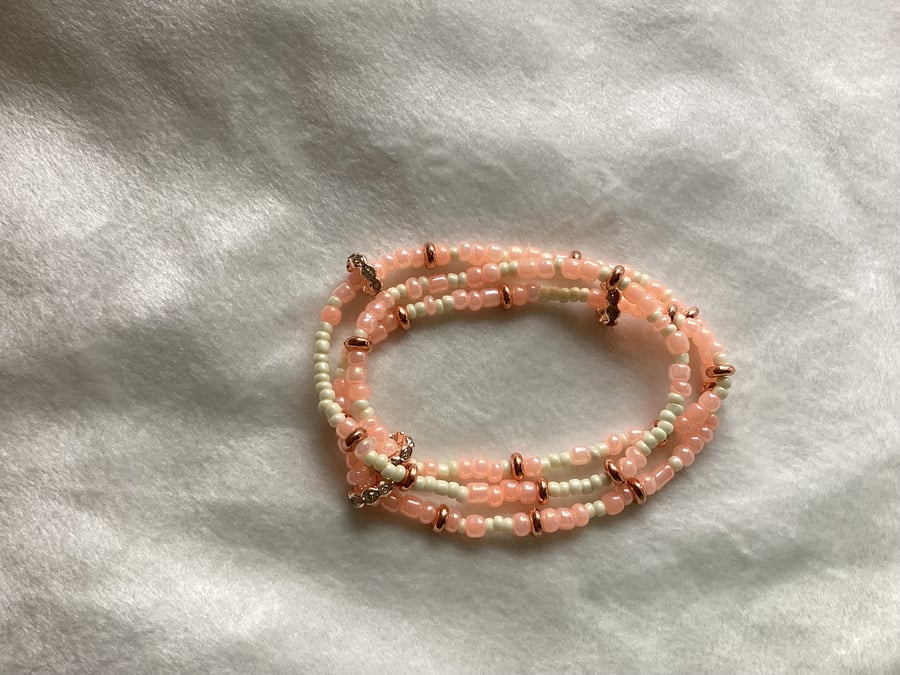 Beaded stretch string for stack up bracelets