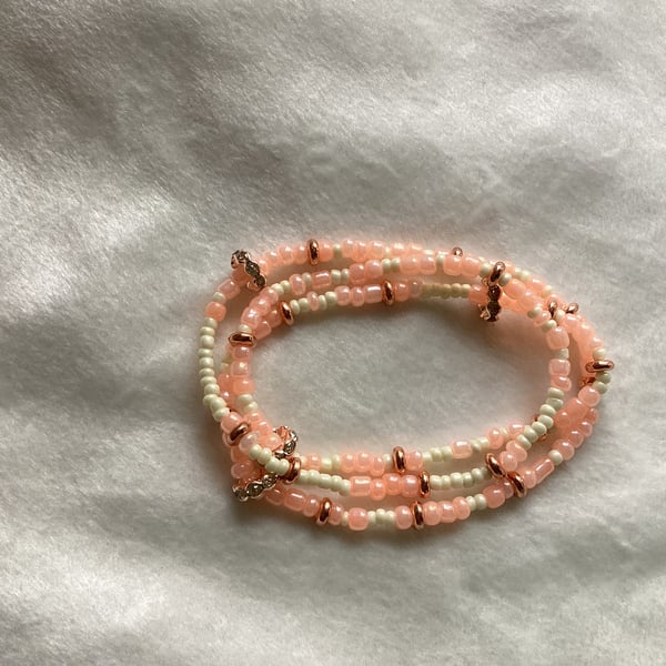 Beaded stretch string for stack up bracelets