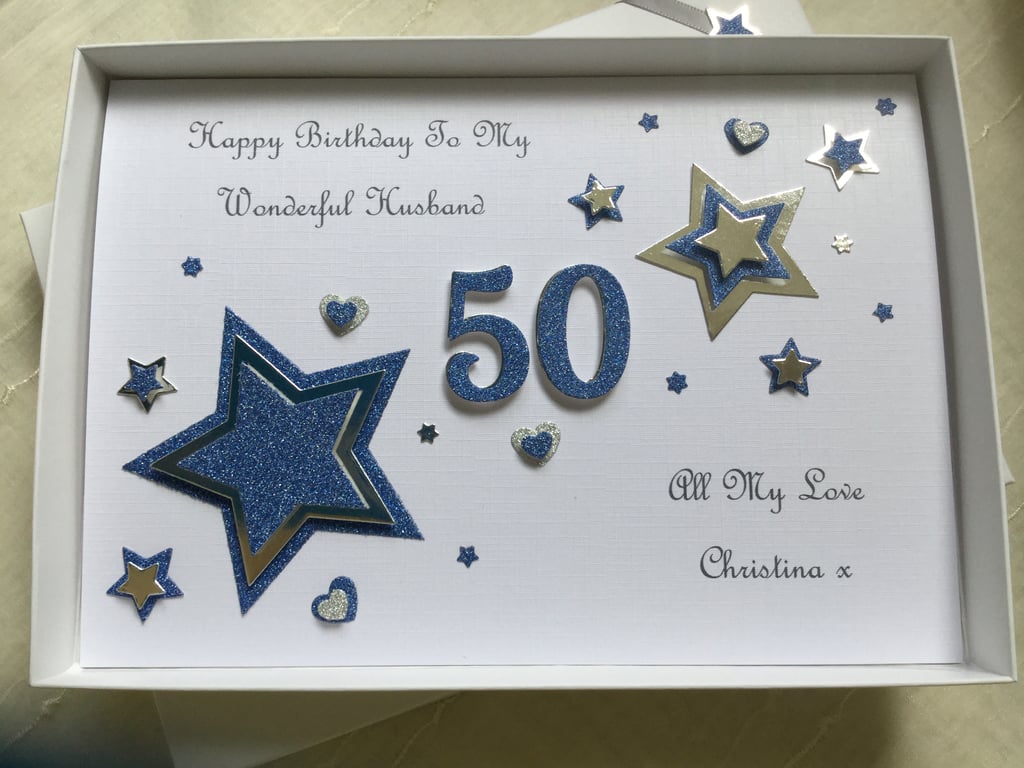 Personalised Handmade Birthday Card Husband Dad  Son 50th 40th 60th 70th Any Age