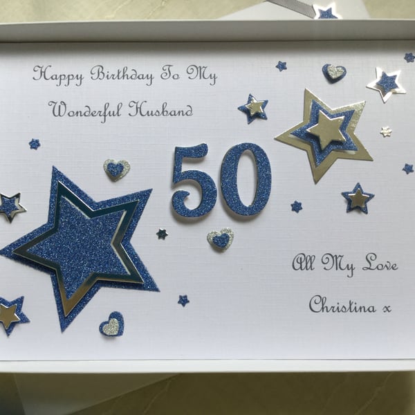 Personalised Handmade Birthday Card Husband Dad  Son 50th 40th 60th 70th Any Age