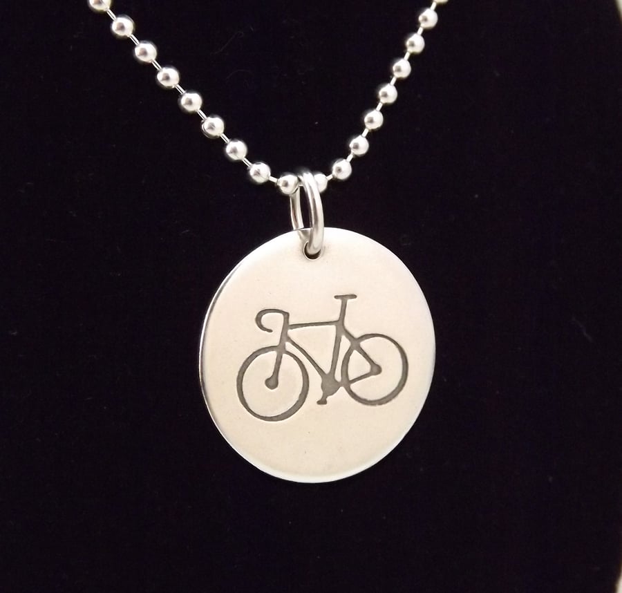 Bicycle Pendant (Disc), Gift for Cyclist, Handmade Bike Jewellery