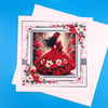 Large Christmas Card, Decoupage, Female