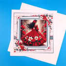 Large Christmas Card, Decoupage, Female