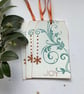 CHRISTMAS GIFT TAGS  ( set of 3) Snowflake. Flourish . Copper ,teal . Joy. - Image 1