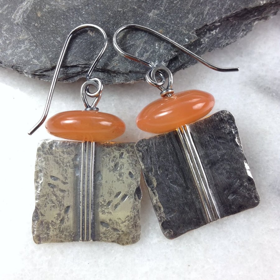 Carnelian and silver Core earrings