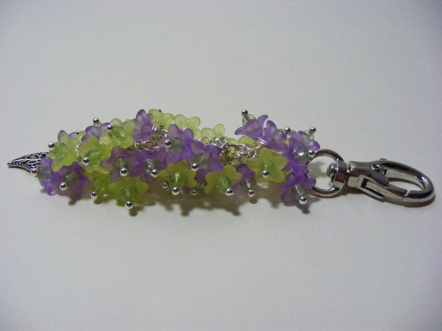 Lilac and Spring Green Flower Bag Charm