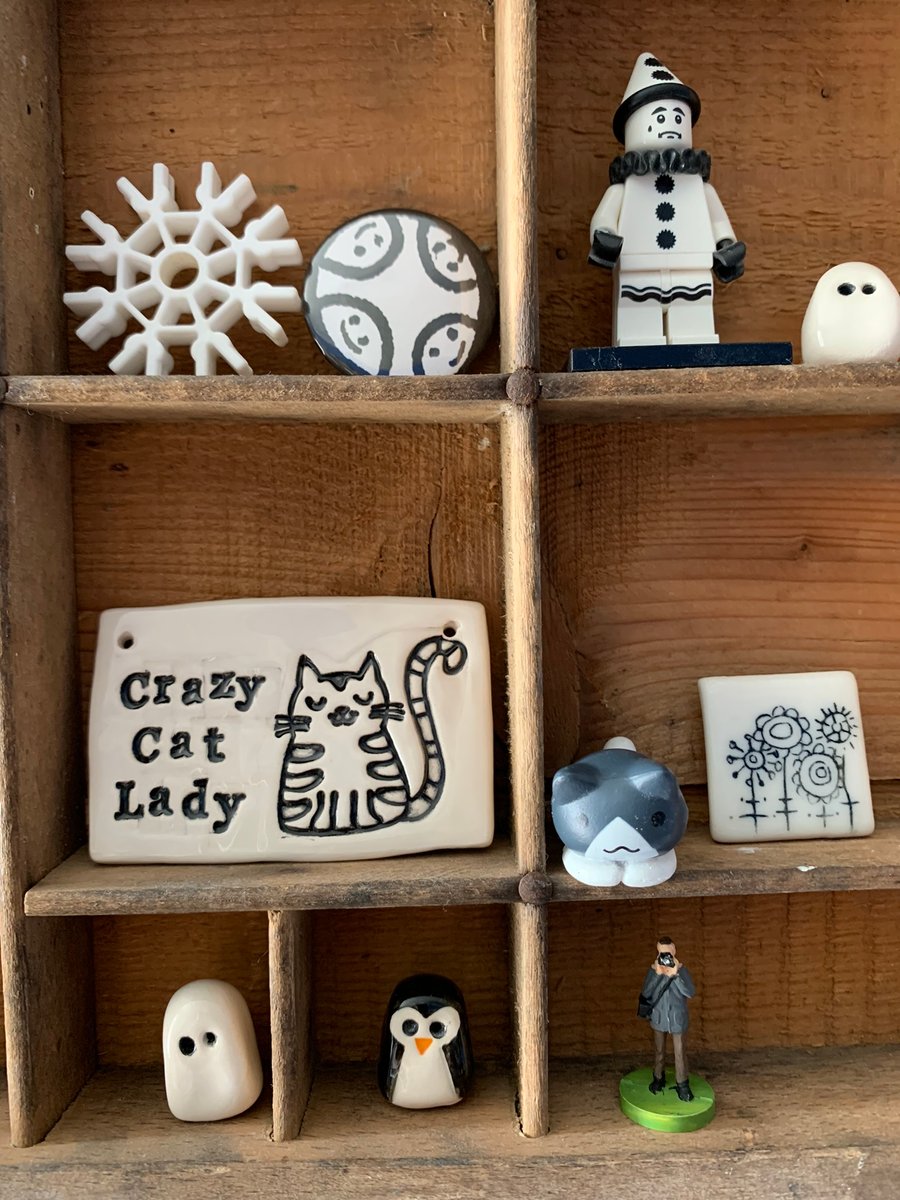 Crazy Cat Lady Ceramic Hanging Tile
