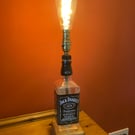 Bourbon Bottle Table Lamp on Reclaimed Wood Base