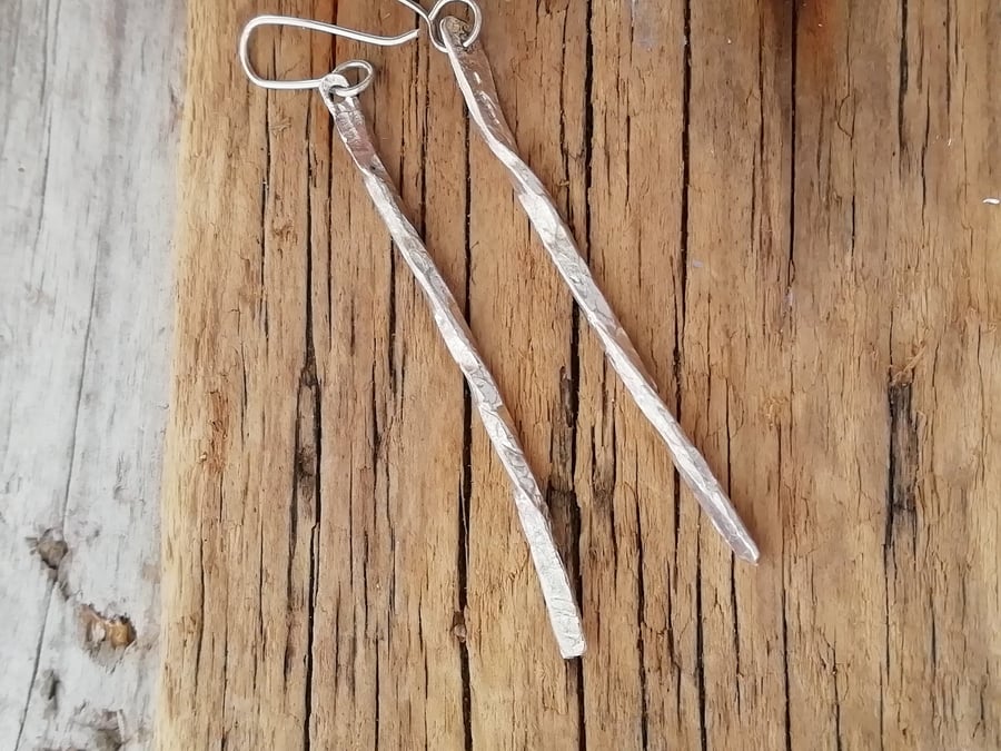Sterling Silver Twisted Stick Earrings