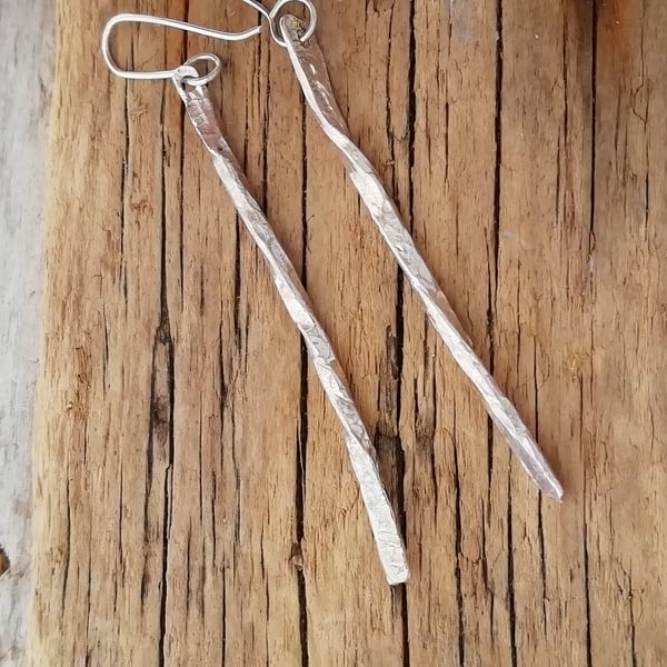 Sterling Silver Twisted Stick Earrings