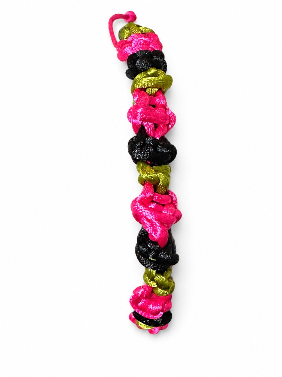 Pink black and green romantic 'Rose Bud' bracelet, one size