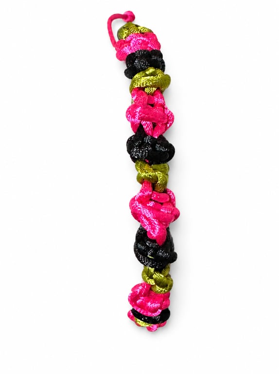 Pink black and green romantic 'Rose Bud' bracelet, one size