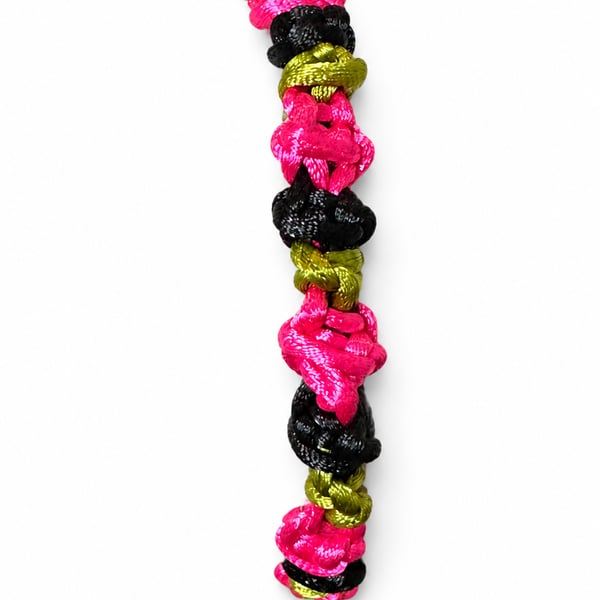 Pink black and green romantic 'Rose Bud' bracelet, one size
