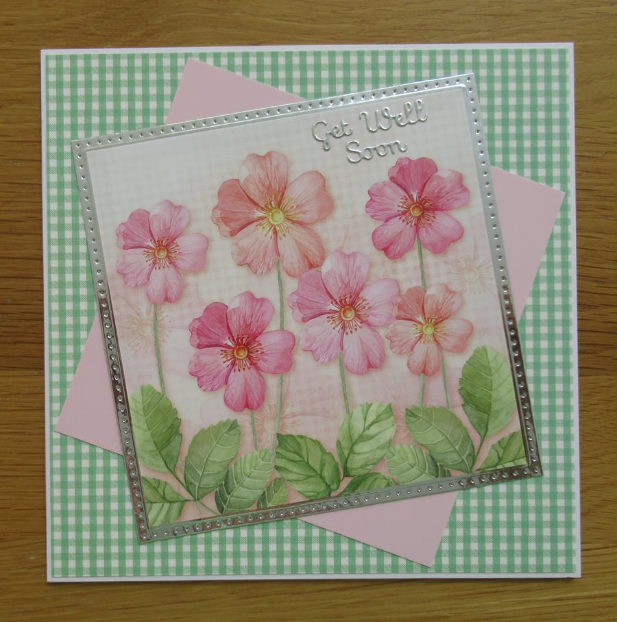 Pink Poppies - Get Well Soon Card