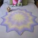 Lemon and Lilac Crochet Baby Blanket, Star Shape, Baby Girl Gift, Newborn Gift