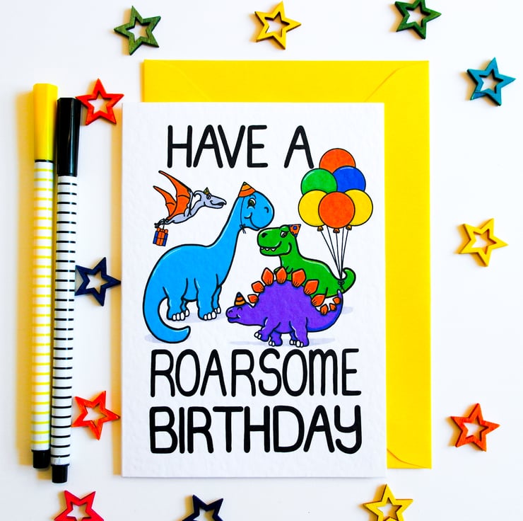 Roarsome Birthday Card Dinosaur Birthday Card Grandson -  Portugal